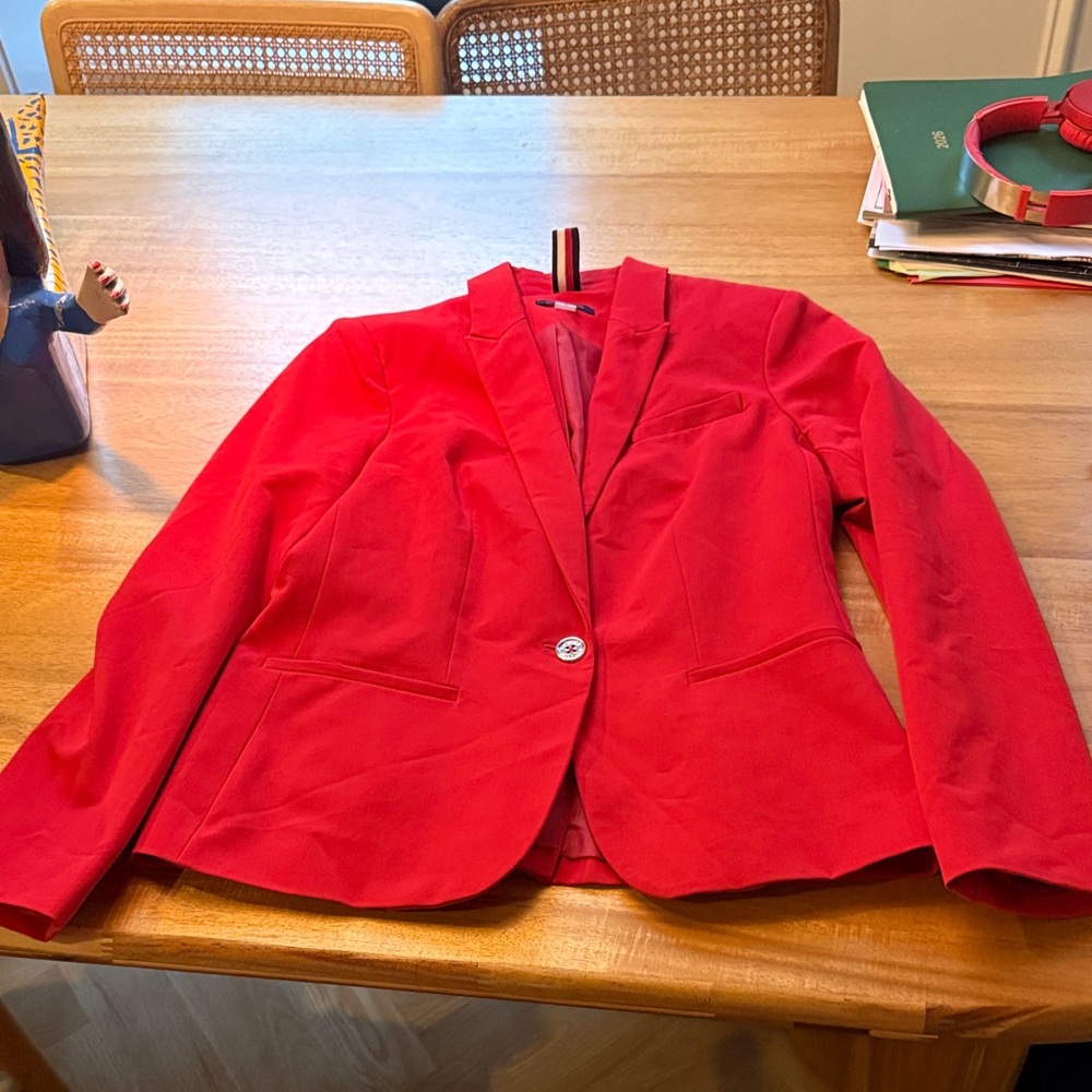 Tommy Hilfiger Bright Red Single-Button Women's Blazer